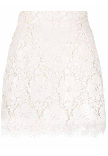 Dolce & Gabbana laminated lace mini skirt - Bianco