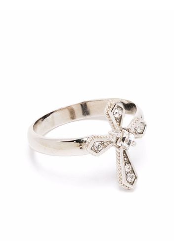 Dolce & Gabbana crystal-embellished cross ring - Argento