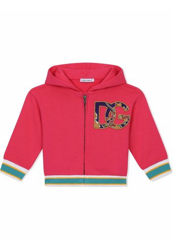 Dolce & Gabbana Kids zip-front logo hoodie - Rosa