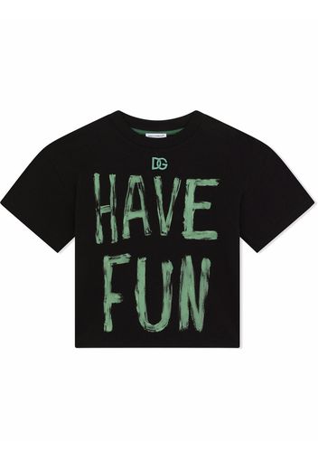 Dolce & Gabbana Kids T-shirt Have Fun con ricamo - Nero