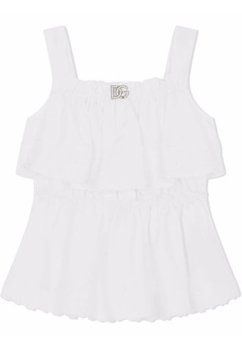 Dolce & Gabbana Kids Blusa con placca logo - Bianco