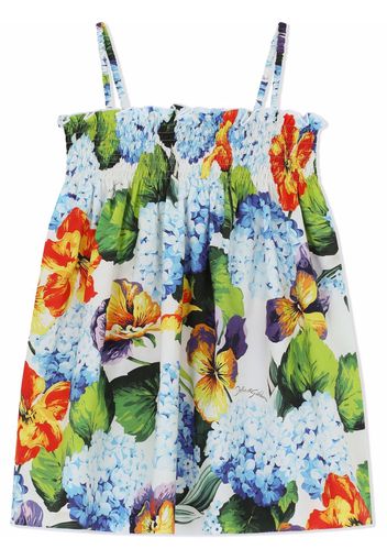 Dolce & Gabbana Kids Abito smanicato a fiori - Blu