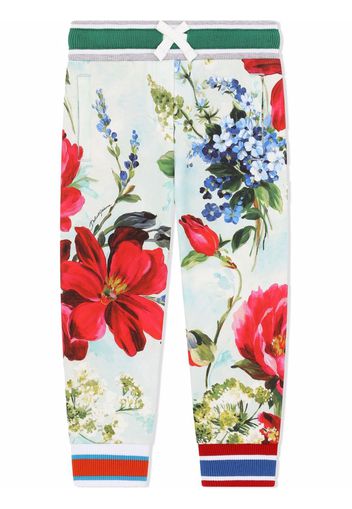 Dolce & Gabbana Kids Pantaloni a fiori - Blu