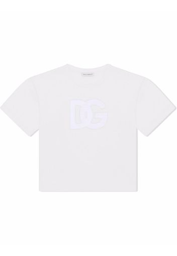 Dolce & Gabbana Kids T-shirt con applicazione DG - Bianco