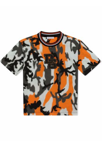 Dolce & Gabbana Kids camouflage-print logo T-shirt - Grigio