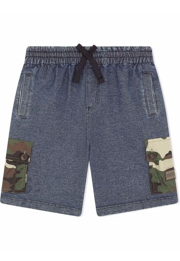 Dolce & Gabbana Kids Shorts denim con stampa camouflage - Grigio