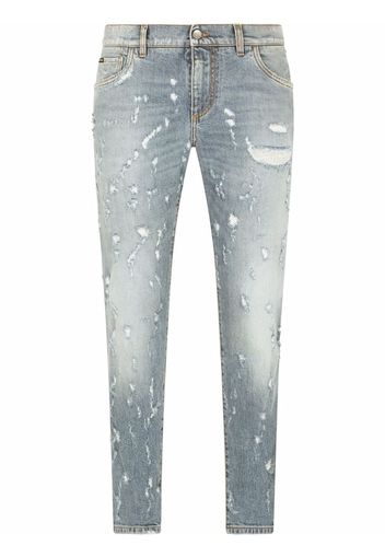 Dolce & Gabbana Jeans dritti effetto vissuto - Blu