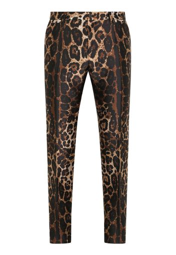 Dolce & Gabbana leopard-print tailored trousers - Marrone