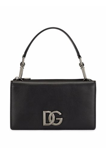 Dolce & Gabbana Borsa a spalla con placca logo - Nero