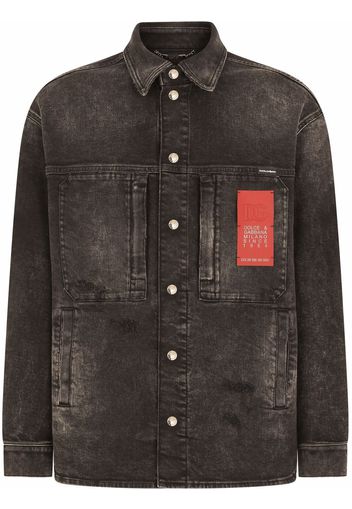 Dolce & Gabbana Giacca denim con stampa - Nero