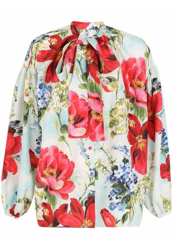 Dolce & Gabbana floral-print silk shirt - Blu