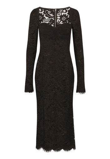 Dolce & Gabbana Abito midi semi trasparente - Nero