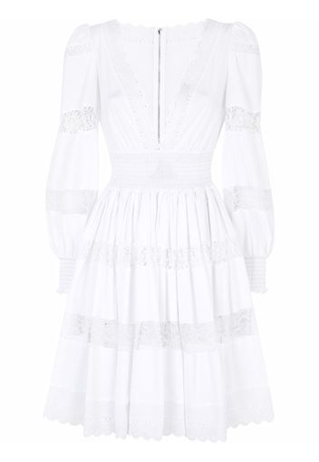 Dolce & Gabbana lace-panel long-sleeve dress - Bianco