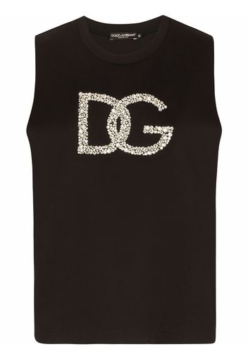 Dolce & Gabbana crystal-logo tank top - Nero