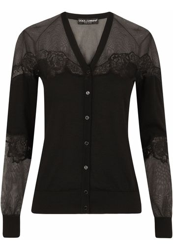 Dolce & Gabbana Cardigan con bordo in pizzo - Nero