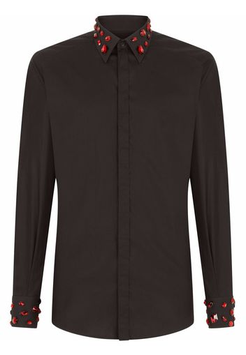 Dolce & Gabbana crystal-embellished poplin shirt - Nero