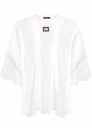 Dolce & Gabbana T-shirt con placca logo - Bianco