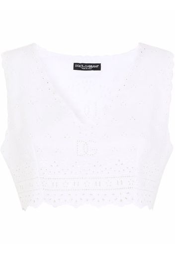 Dolce & Gabbana broderie anglaise cropped top - Bianco