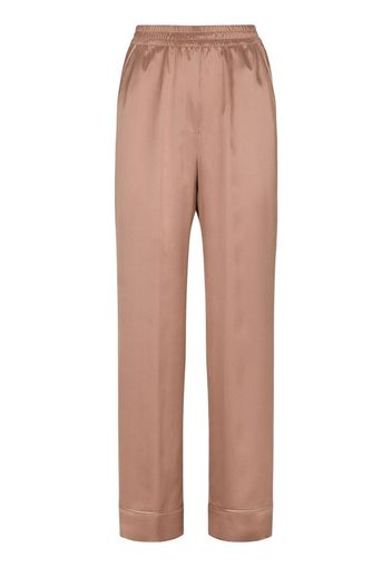 Dolce & Gabbana high-waisted silk straight leg trousers - Rosa