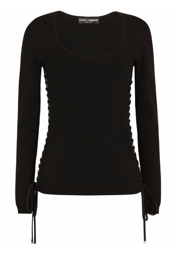 Dolce & Gabbana lace-up fitted jumper - Nero