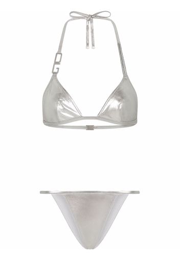 Dolce & Gabbana metallic halterneck bikini - Argento