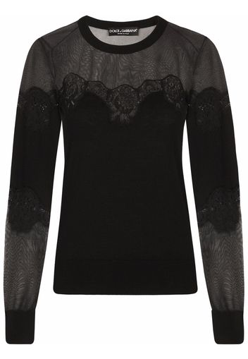 Dolce & Gabbana Maglione con bordo di pizzo - Nero