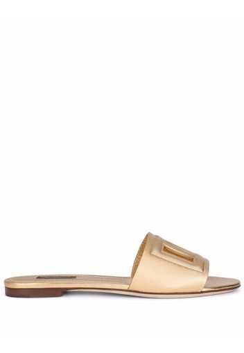 Dolce & Gabbana DG logo leather slides - Oro