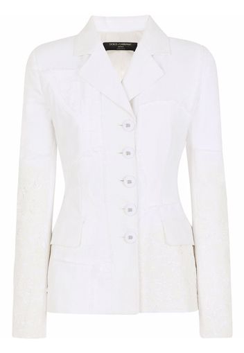 Dolce & Gabbana Blazer monopetto con inserti di pizzo - Bianco