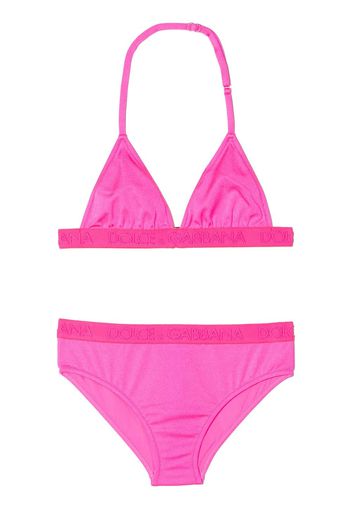 Dolce & Gabbana Kids Set bikini con logo - Rosa