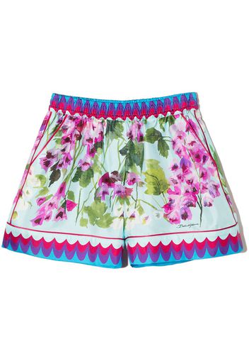 Dolce & Gabbana Kids Shorts a fiori - Blu