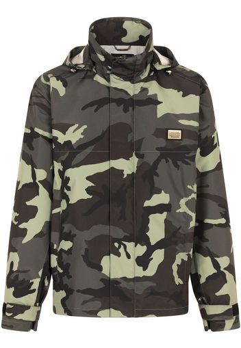 Dolce & Gabbana camouflage-print hooded jacket - Verde