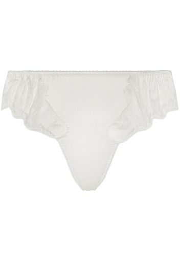 Dolce & Gabbana ruffle-trimmed lace thong - Bianco