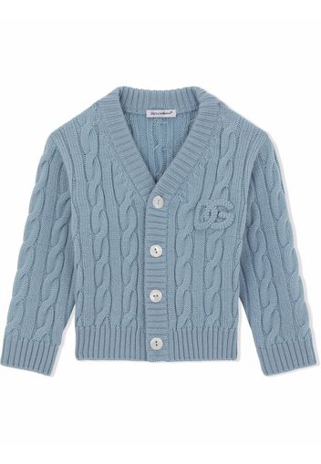 Dolce & Gabbana Kids cable knit logo cardigan - Blu