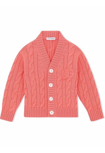 Dolce & Gabbana Kids cable knit logo cardigan - Rosa