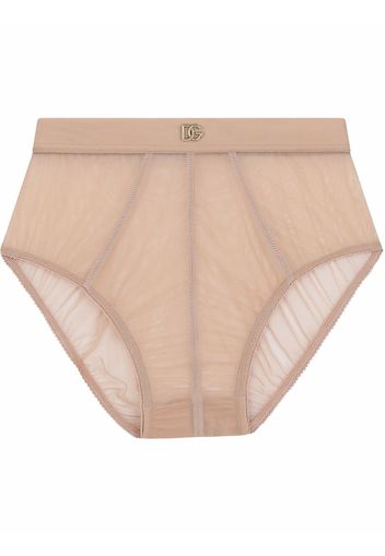 Dolce & Gabbana DG-logo tulle high-waisted briefs - Toni neutri