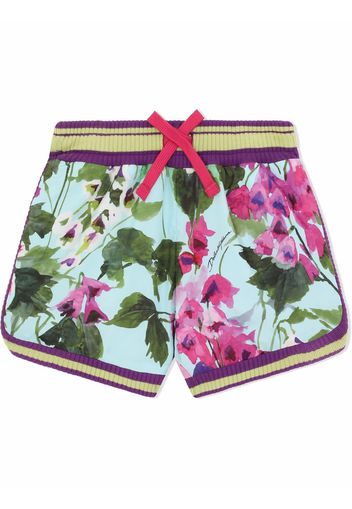 Dolce & Gabbana Kids Shorts a fiori con coulisse - Blu