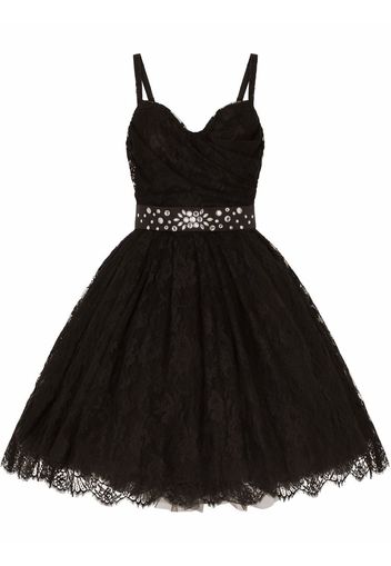 Dolce & Gabbana lace-panel sweetheart-neck dress - Nero