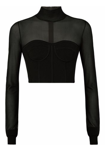 Dolce & Gabbana sheer-panel knitted top - Nero