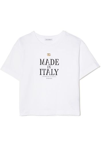 Dolce & Gabbana Kids T-shirt Made in Italy con applicazione - Bianco