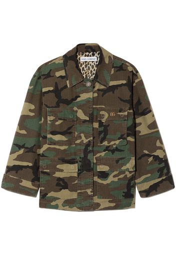 Dolce & Gabbana Kids Giacca-camicia con stampa camouflage - Verde