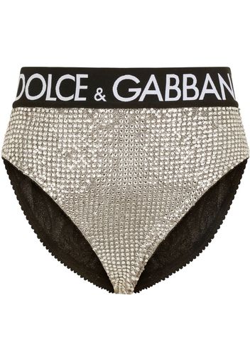 Dolce & Gabbana crystal-embellished high-waisted briefs - Nero