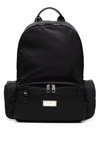 Dolce & Gabbana logo-plaque zipped backpack - Nero