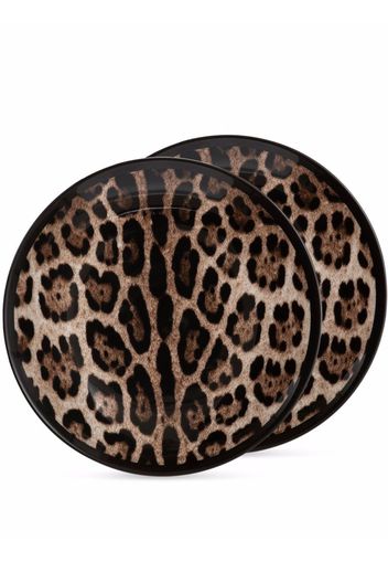 Dolce & Gabbana set of 2 leopard print plates - Marrone