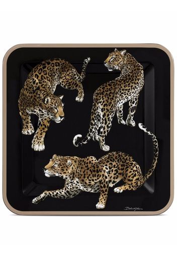 Dolce & Gabbana leopard-print wood tray - Nero