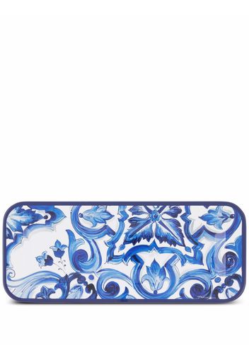 Dolce & Gabbana patterned wood tray - Blu