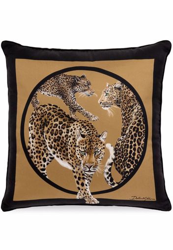 Dolce & Gabbana leopard-print silk cushion - Marrone