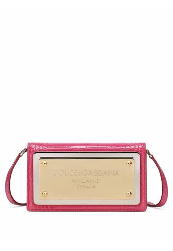 Dolce & Gabbana Borsa a tracolla con effetto coccodrillo - Rosa