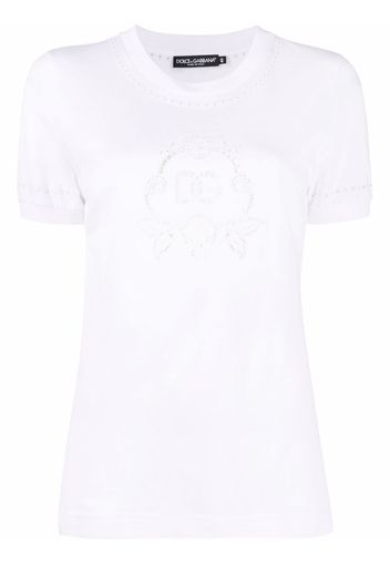 Dolce & Gabbana broderie-anglaise cotton T-shirt - Bianco