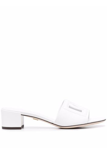 Dolce & Gabbana logo-patch open-toe mules - Bianco