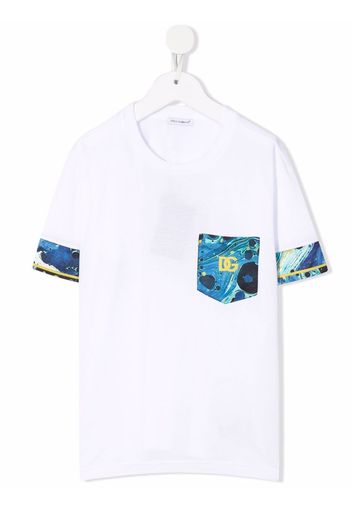 Dolce & Gabbana Kids marbled-pocket T-shirt - Bianco